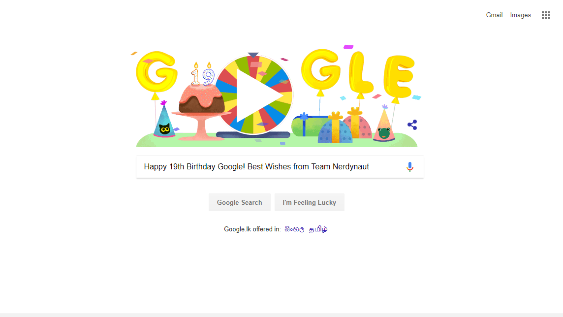 happy 19th birthday google! best wishes from team nerdynaut
