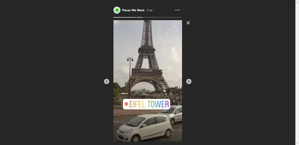 Instagram Story of Nerdynaut at Eiffel Tower, Paris