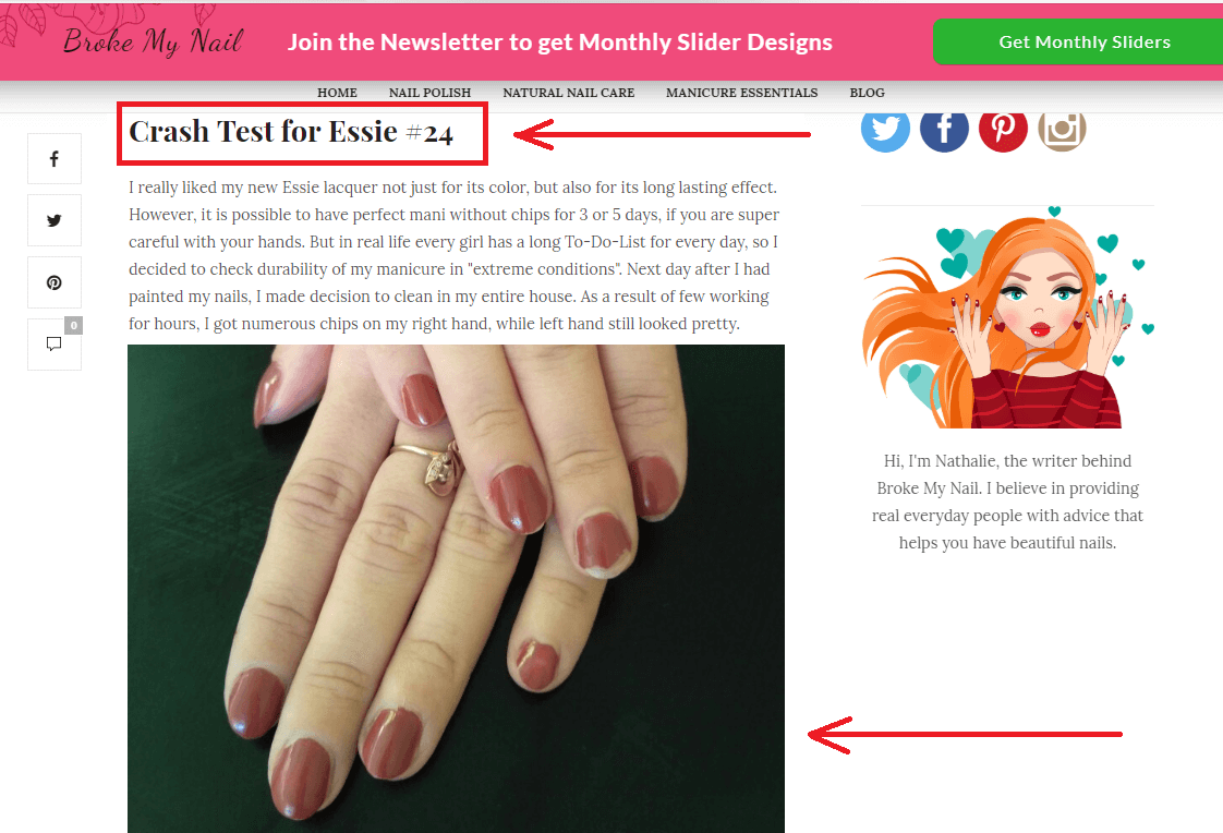 Sample trustworthy affilate article by Broke my nails