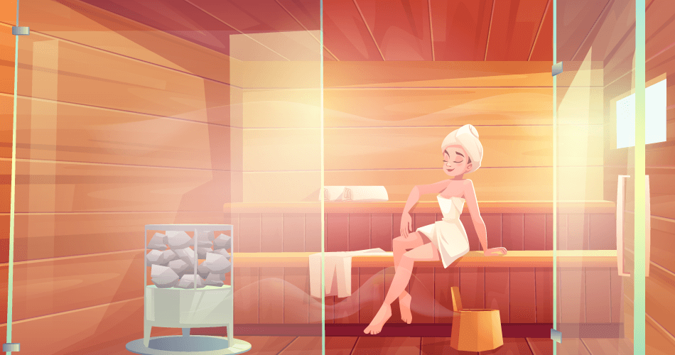 Girl in a sauna