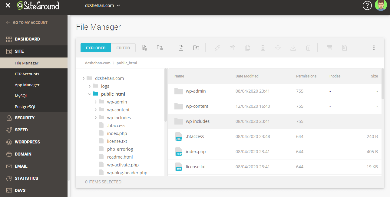 SiteGround File Manager Access