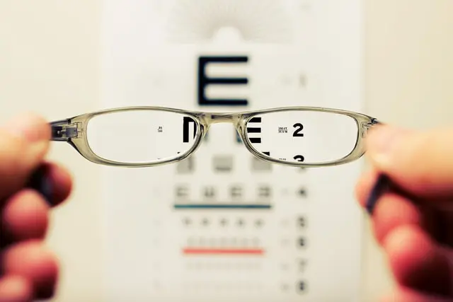 Vision Check with an eyeglass