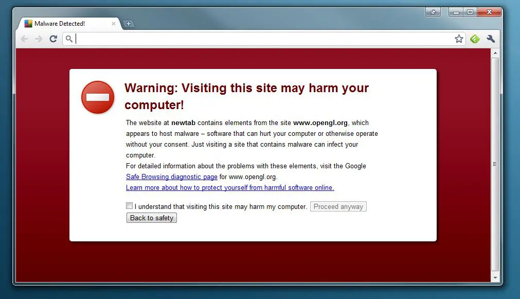 Scareware: Malware Detected warning on web browser