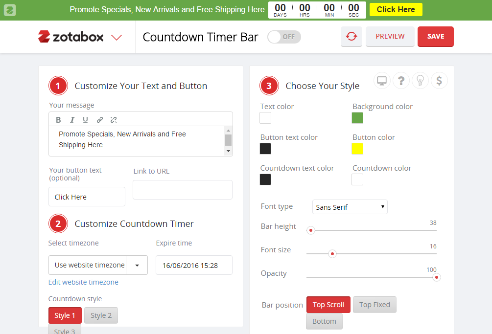 Zotabox new Countdown time bar