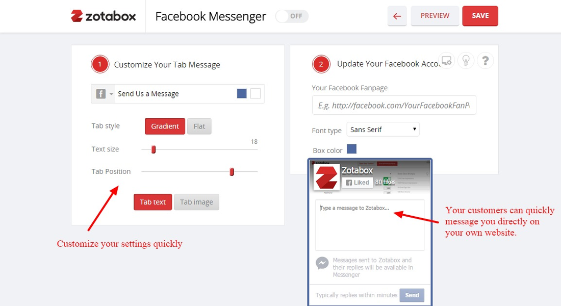 FB Online chat Zotabox