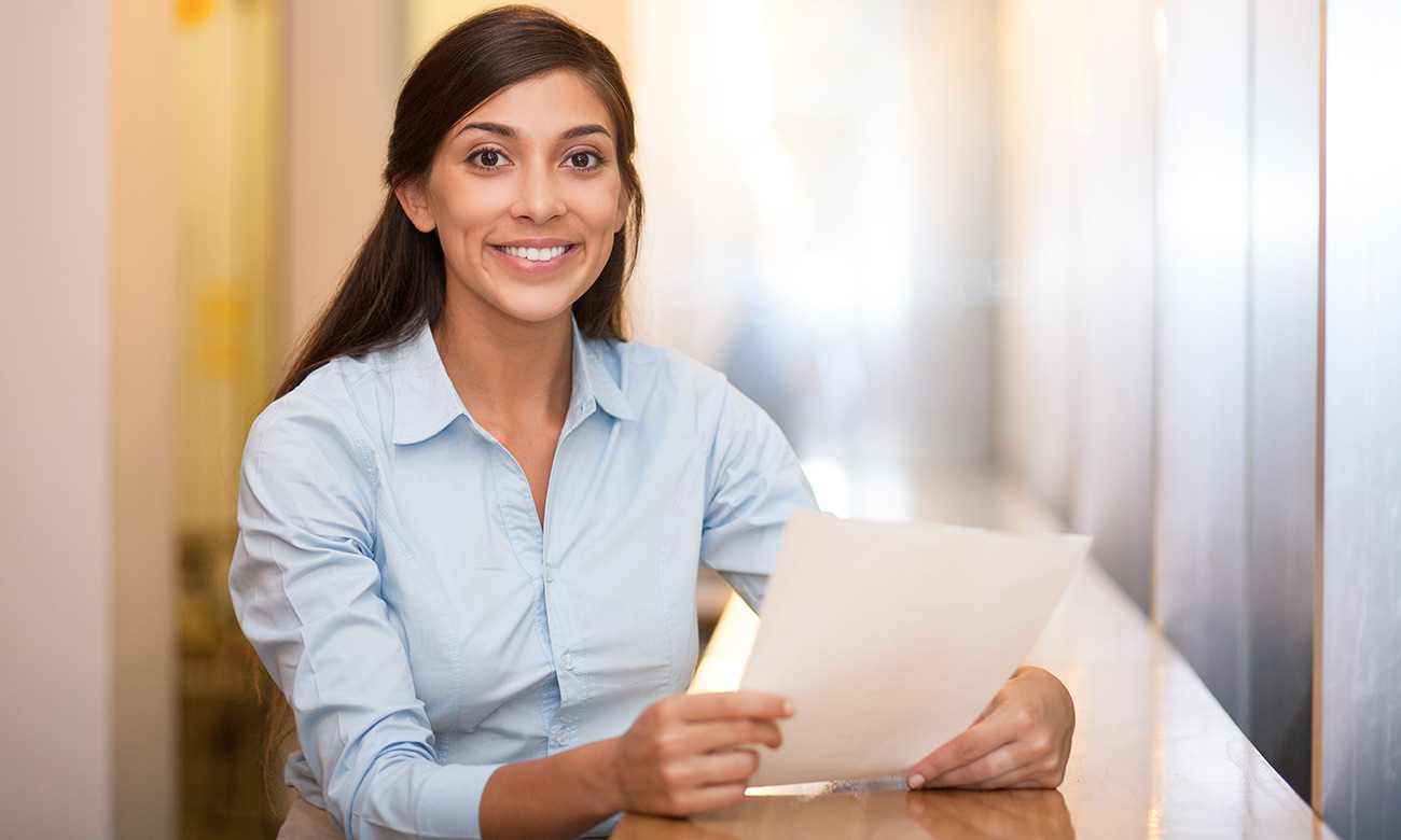 a professional girl with a white paper