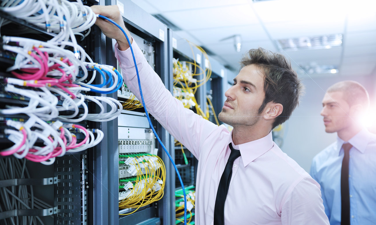 Employee in a data center