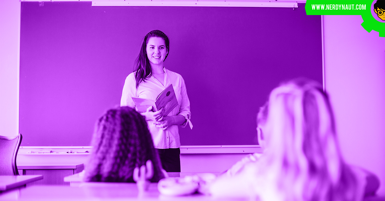 Great teacher in the class with kids