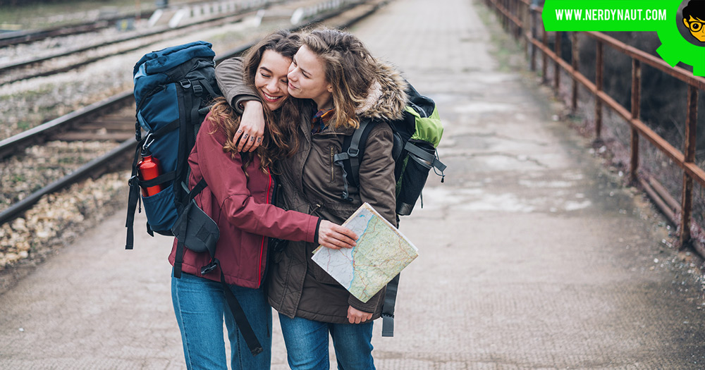 Travelling girls on the road