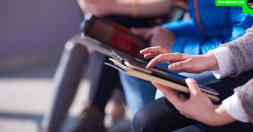 Students studying online