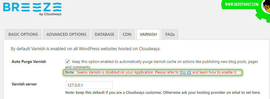 Breeze Varnish Cache Error