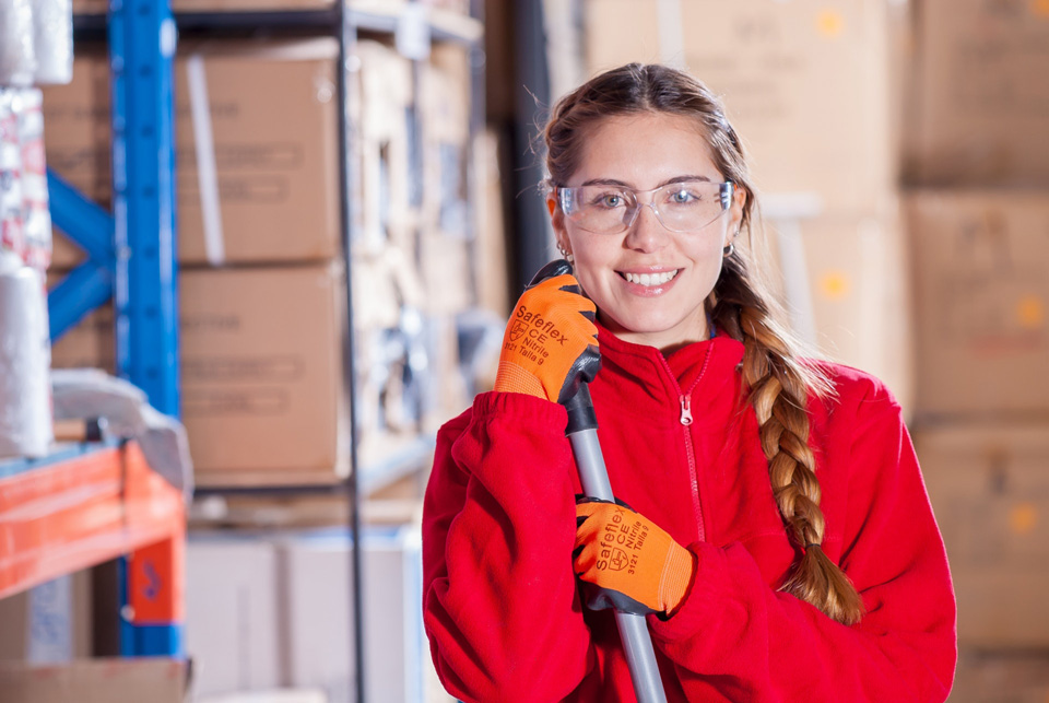 Woman cleaning office