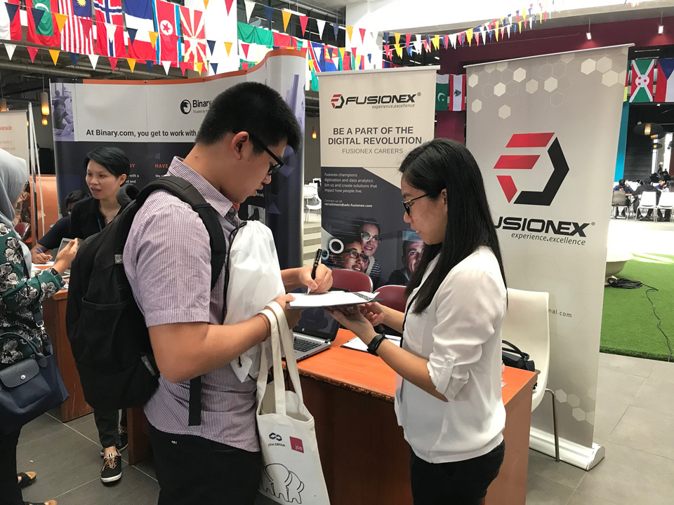 Some of the participating exhibitors gathered potential applications for open positions at their companies.
