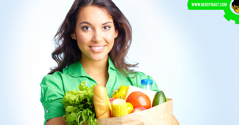 Healthy food with a woman