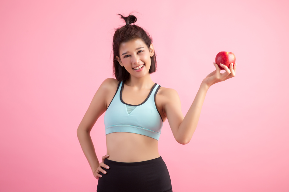 Woman with an apple shape body