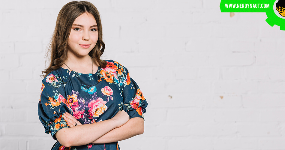 Girl with a cute floral print dress