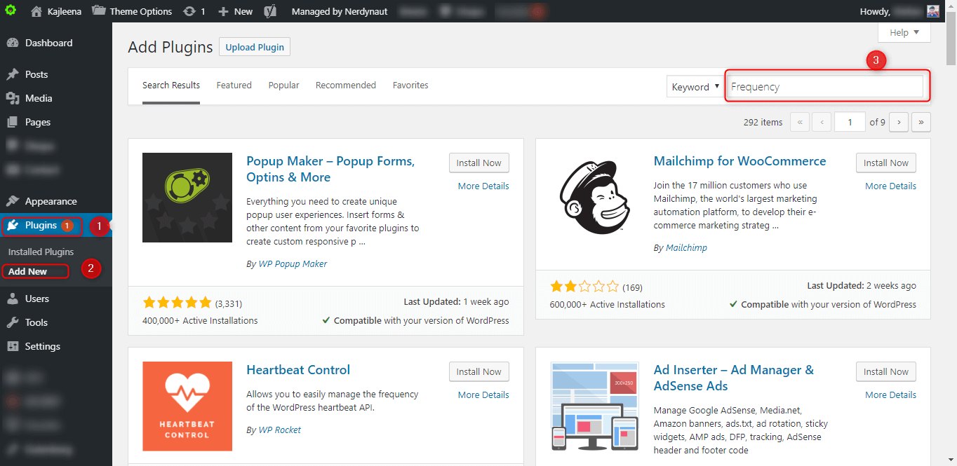 Adding Frequency Plugin to WordPress