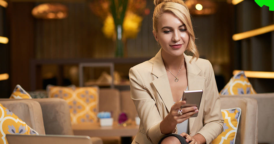 Woman Use Mobile Apps for Internal Business Communication