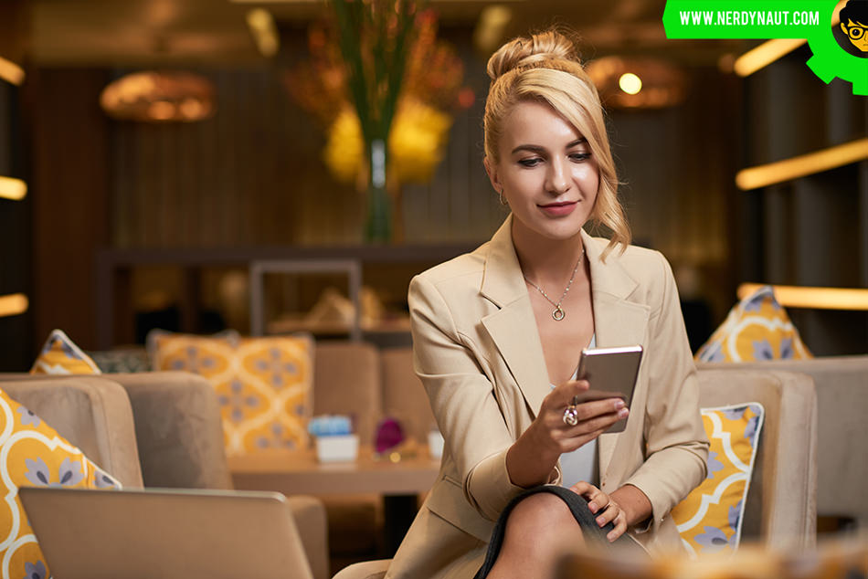 Woman Use Mobile Apps for Internal Business Communication