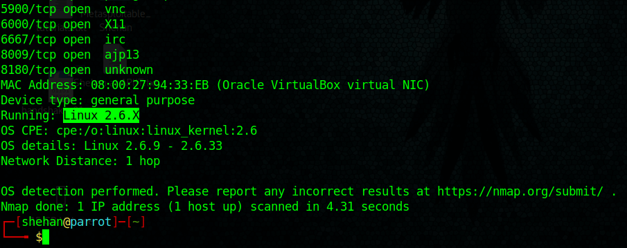 Nmap OS Fingerprinting Result