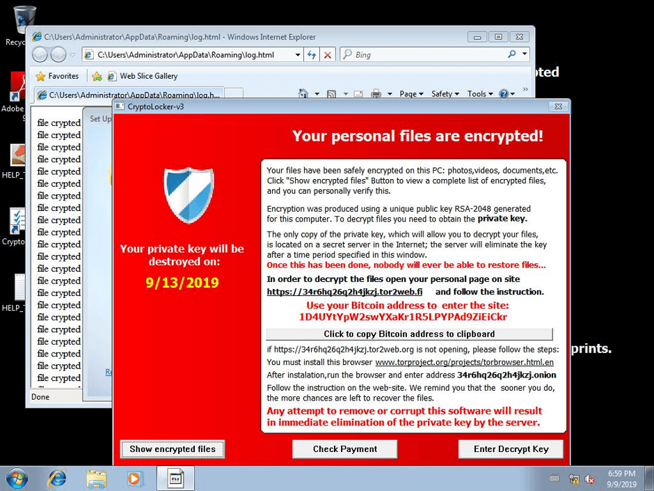 TeslaCrypt Ransom Massage (Screenshot of Cuckoo Sandbox)