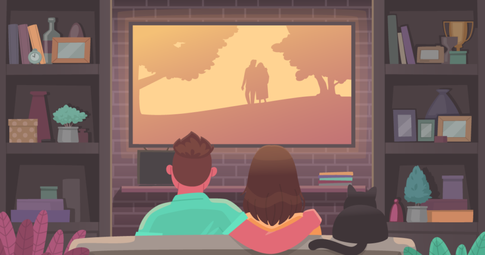 tv watching couple in summer