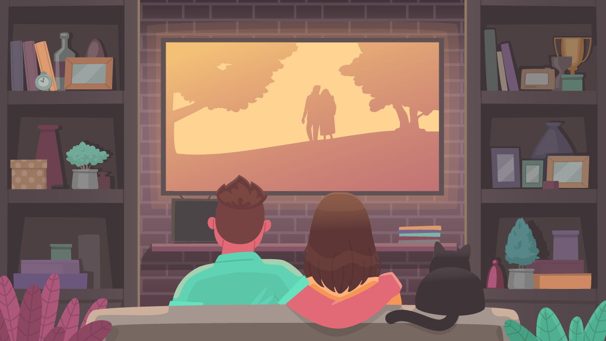 tv watching couple in summer