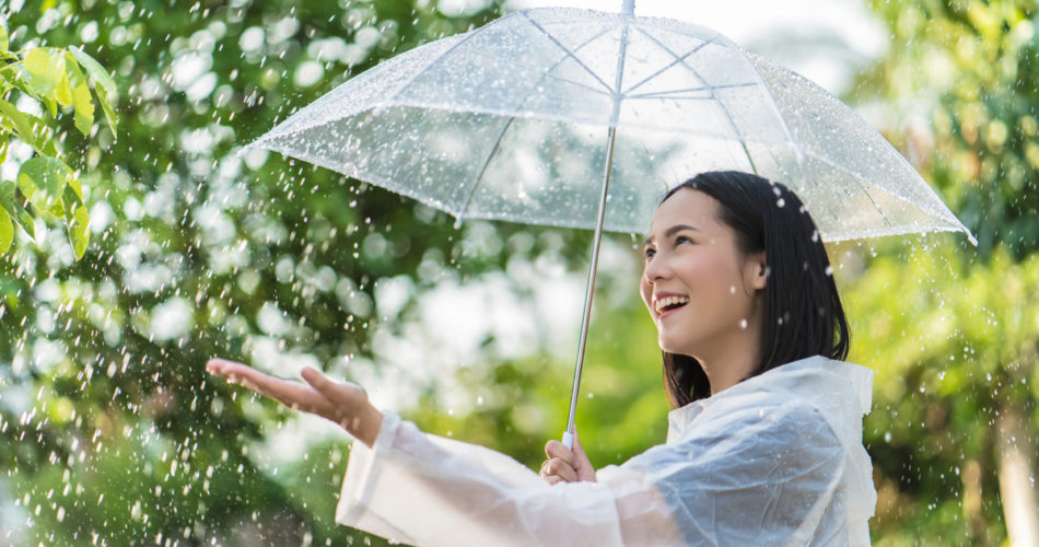 girl while raining