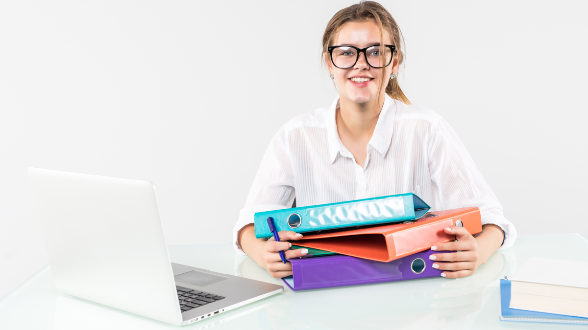 College student working