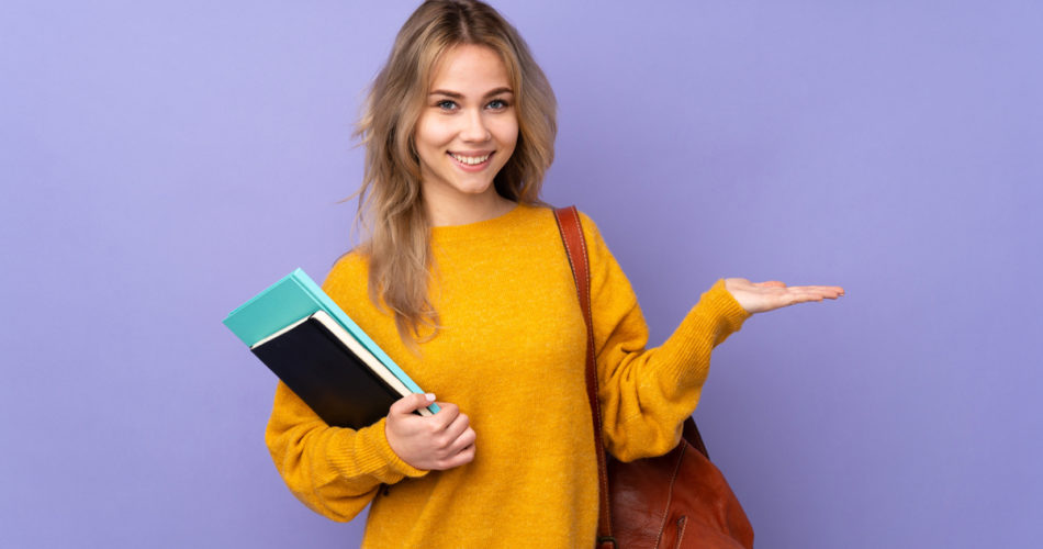 a happy college girl