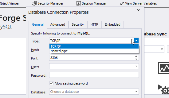 Database connection TCP/IP