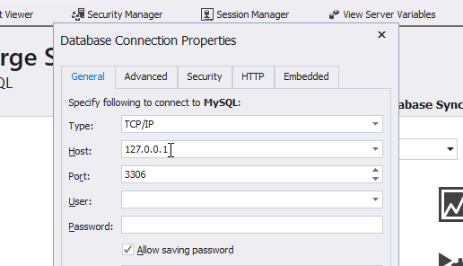 Database connection set hostname
