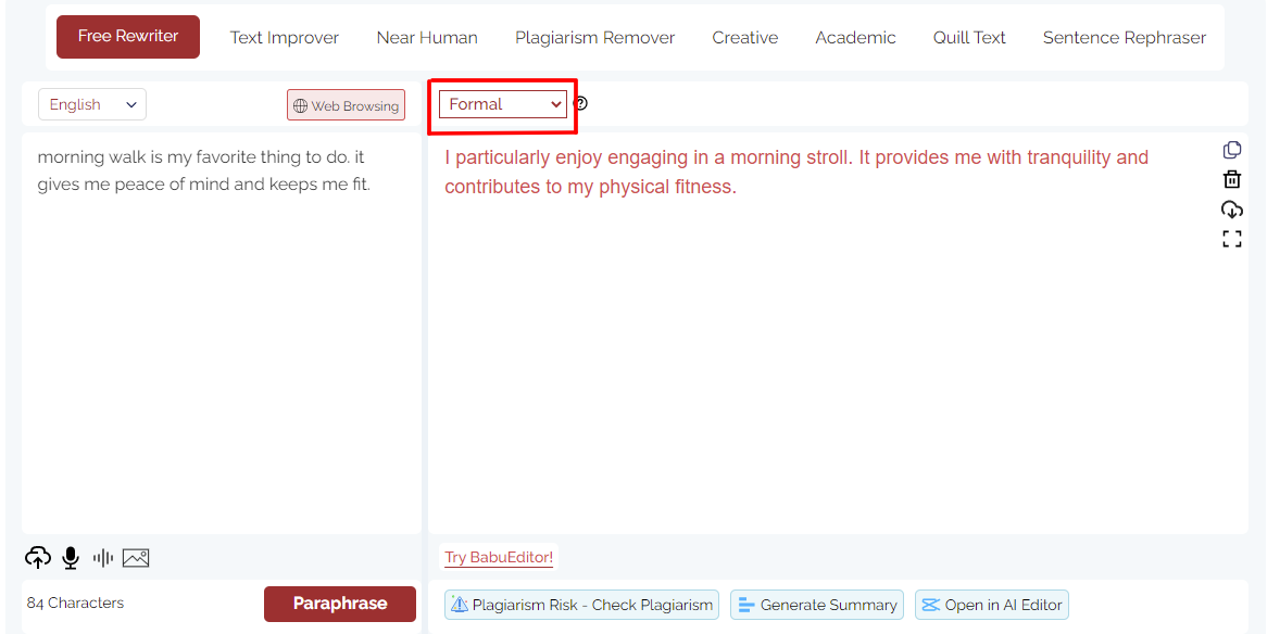 Formal Writing With Paraphrasingtool.ai