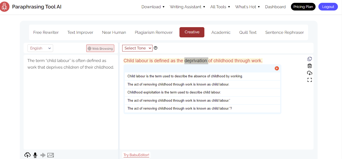 Paraphrasing Tool With Paraphrasingtool.ai