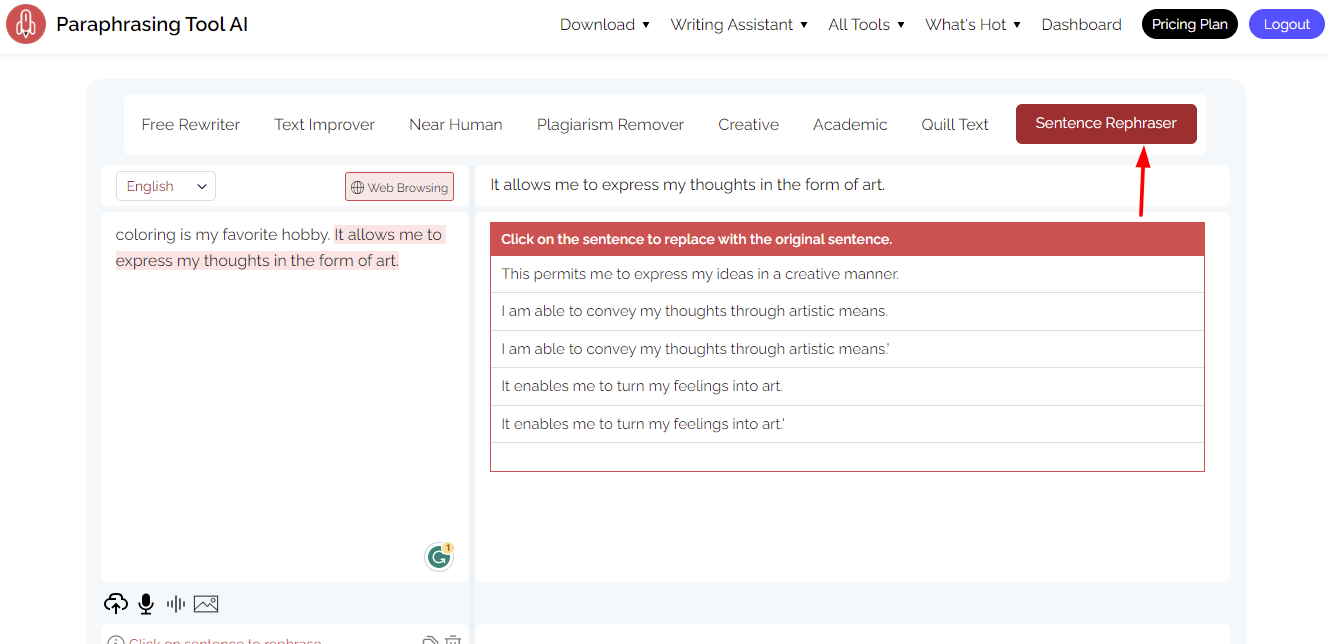 Sentence Rephrasing With Paraphrasingtool.ai