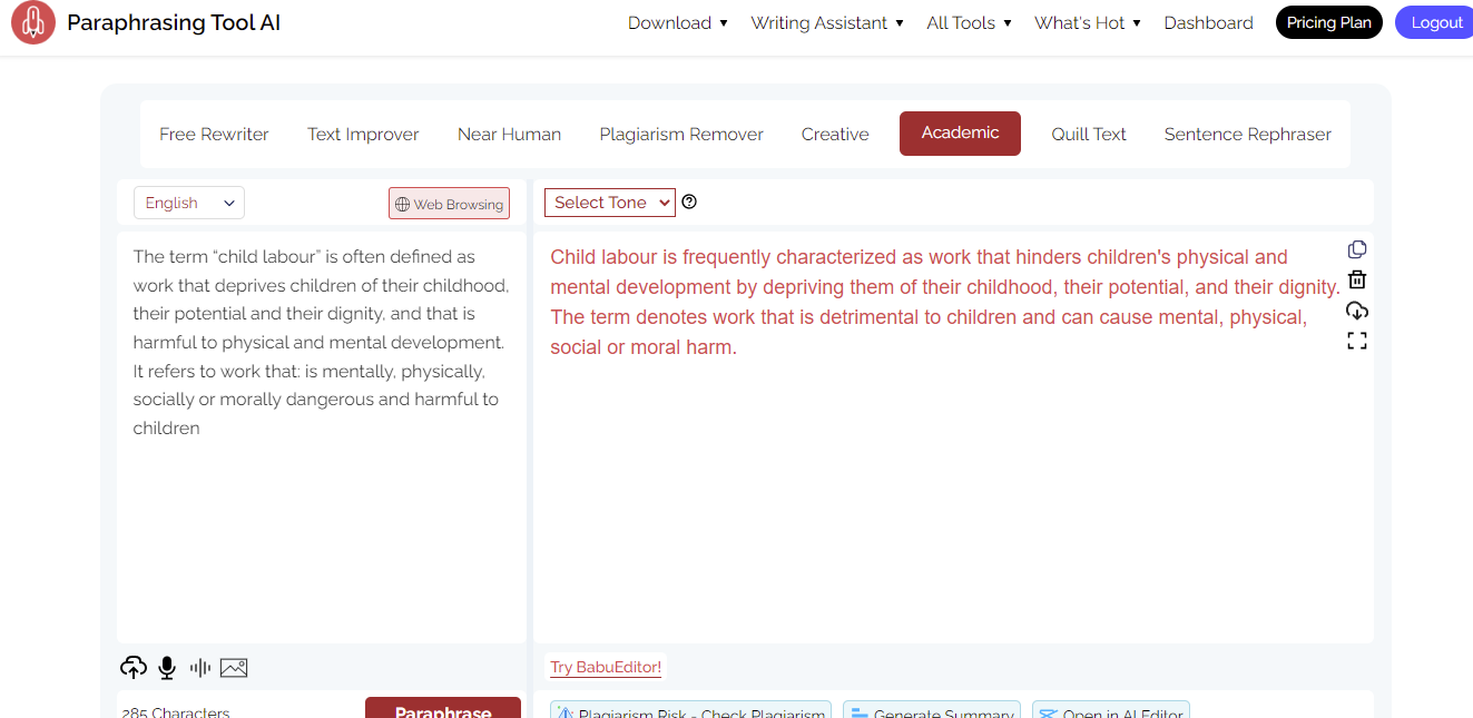 Academic Writing With Paraphrasingtool.ai